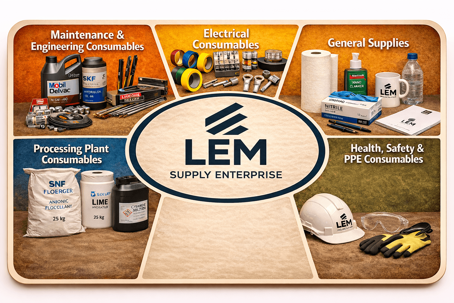 LEM Supply Enterprise product categories board